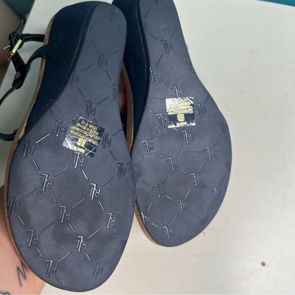 Lauren Ralph Lauren Black T-Shaped Thong Sandals 41 US 10 - Picture 5 of 6